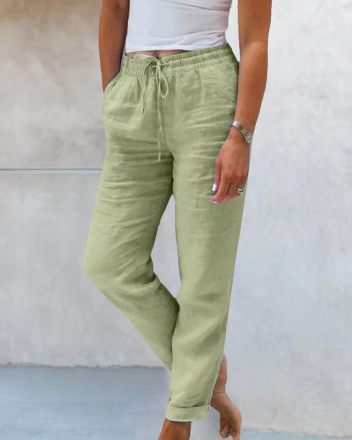Hose Damen - Gerade Passform mit Elastischem Bund | Casual