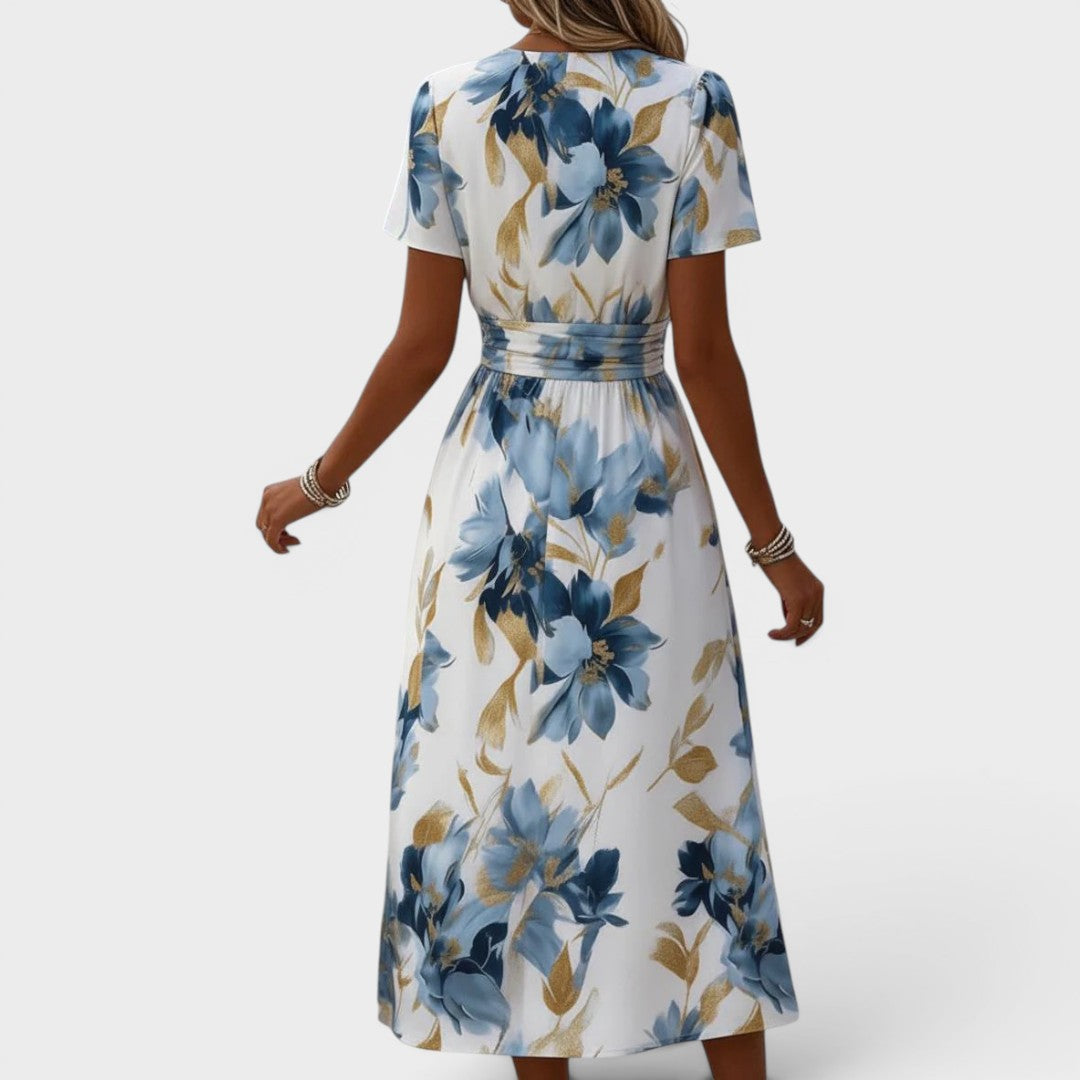 Denise - Blumenmidikleid mit Wickeldesign