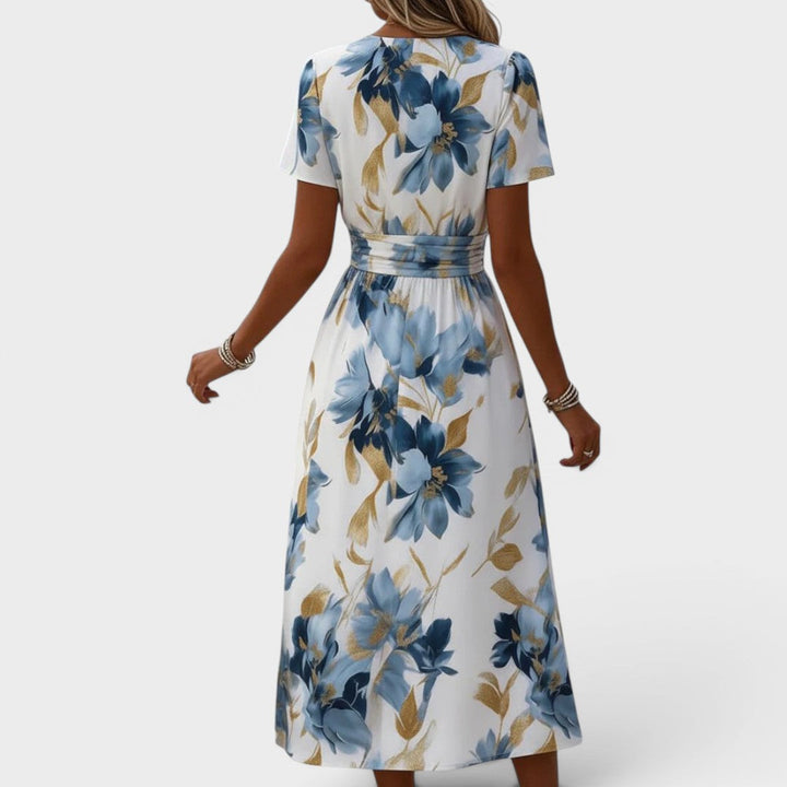 Denise - Blumenmidikleid mit Wickeldesign