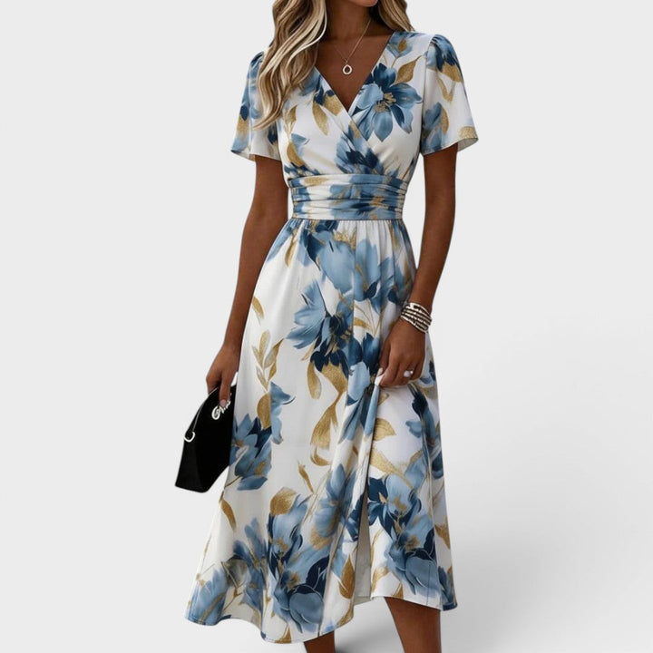 Denise - Blumenmidikleid mit Wickeldesign