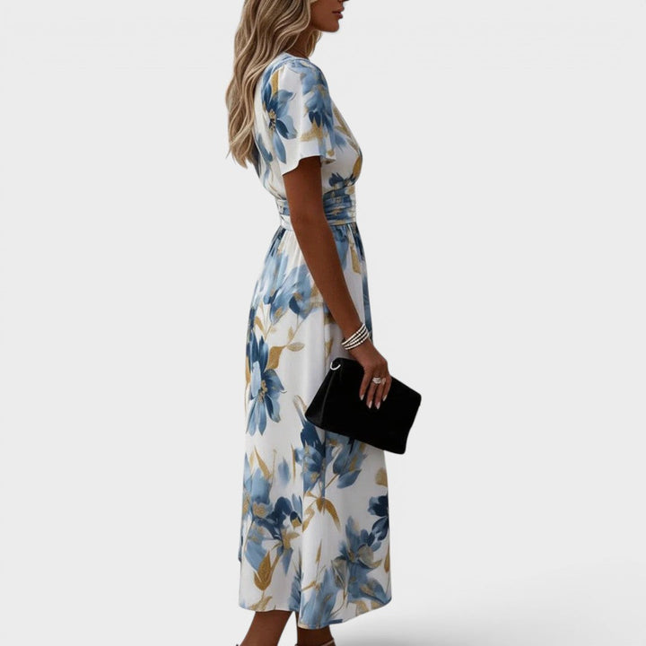 Denise - Blumenmidikleid mit Wickeldesign