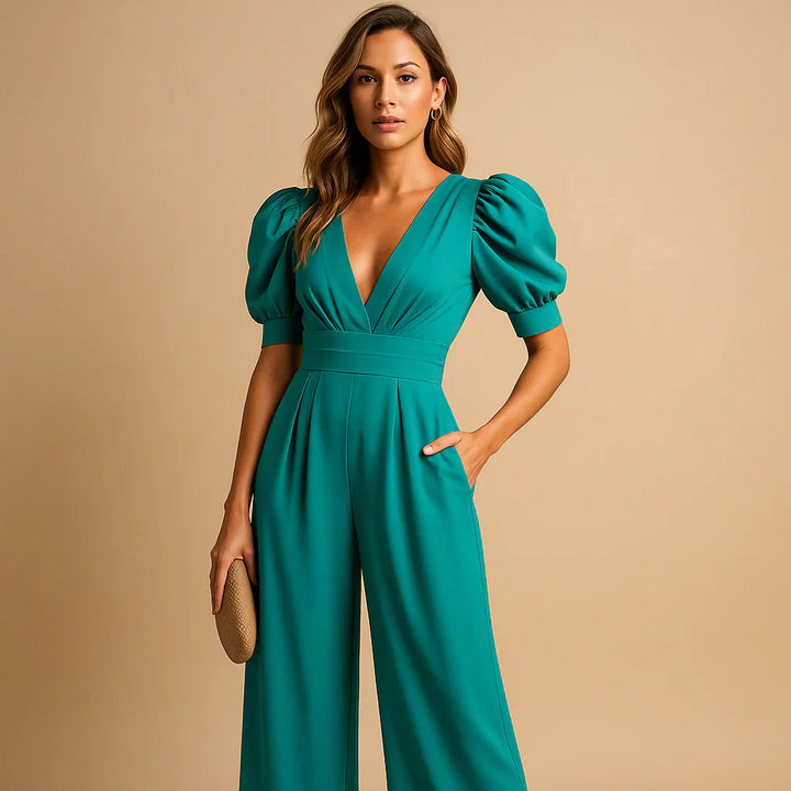 Elise Jumpsuit mit Puffärmel und taillierter Passform für Damen