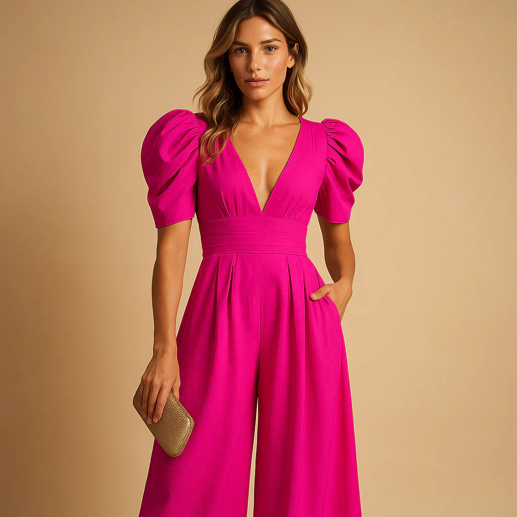 Elise Jumpsuit mit Puffärmel und taillierter Passform für Damen