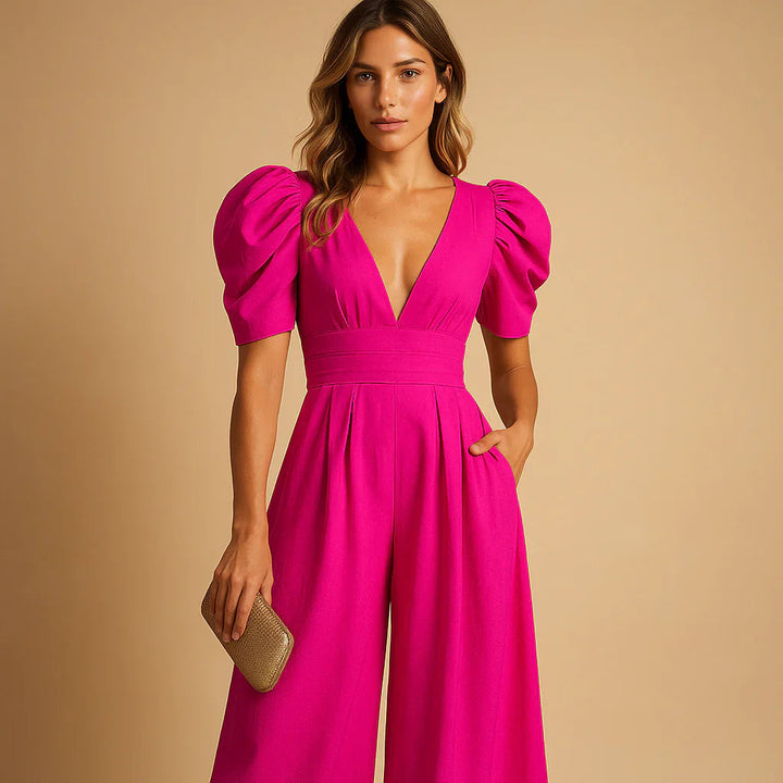 Elise Jumpsuit mit Puffärmel und taillierter Passform für Damen