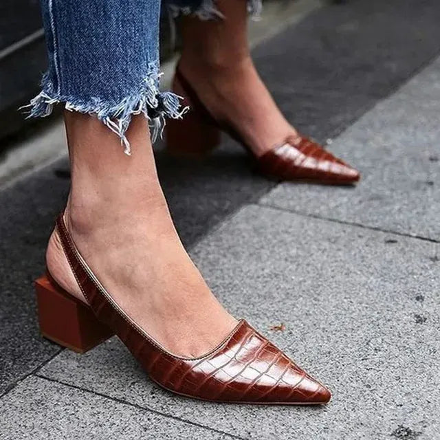 Elegante Damen Pumps mit Krokodildruck - Delphine