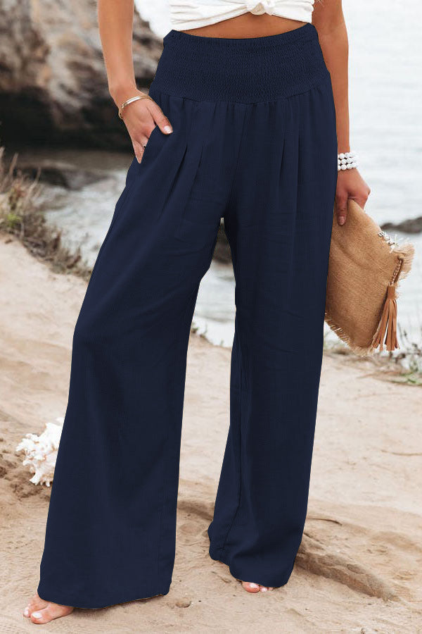 Linda - Frauenweite Leinen-Palazzo-Hosen mit Hoher Taille