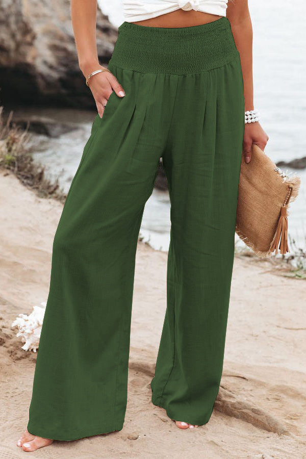 Linda - Frauenweite Leinen-Palazzo-Hosen mit Hoher Taille