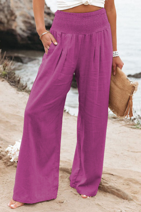 Linda - Frauenweite Leinen-Palazzo-Hosen mit Hoher Taille