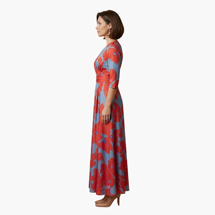 Blumenkleid mit V-Ausschnitt für Frauen Elegant & Lang