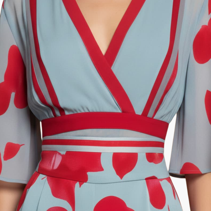Blumenkleid mit V-Ausschnitt für Frauen Elegant & Lang