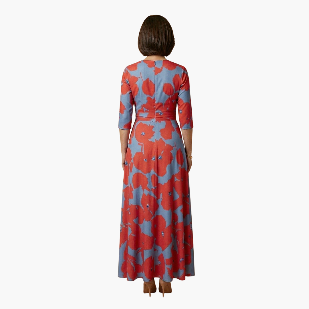Blumenkleid mit V-Ausschnitt für Frauen Elegant & Lang