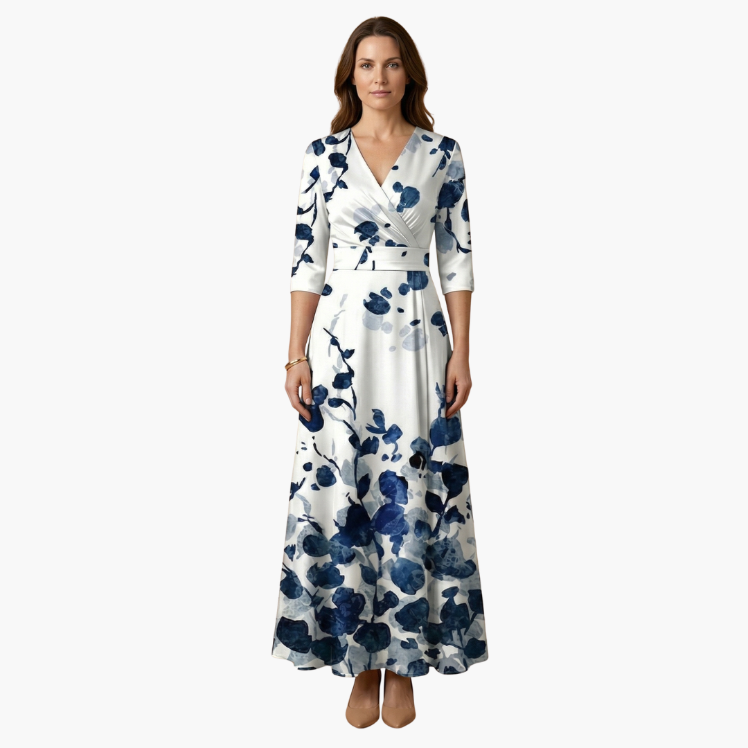 Blumenkleid mit V-Ausschnitt für Frauen Elegant & Lang