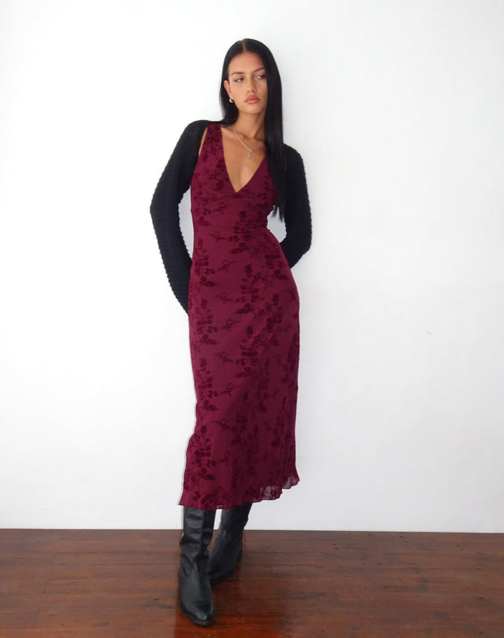 Damen Hochzeitsgast Floral V-Ausschnitt Midi Kleid