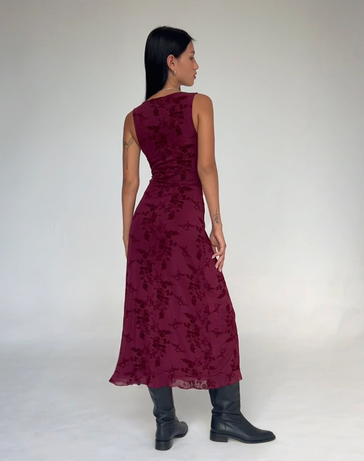 Damen Hochzeitsgast Floral V-Ausschnitt Midi Kleid