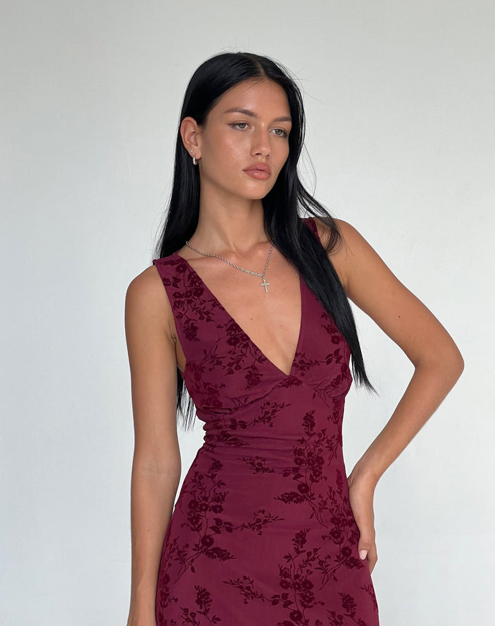 Damen Hochzeitsgast Floral V-Ausschnitt Midi Kleid