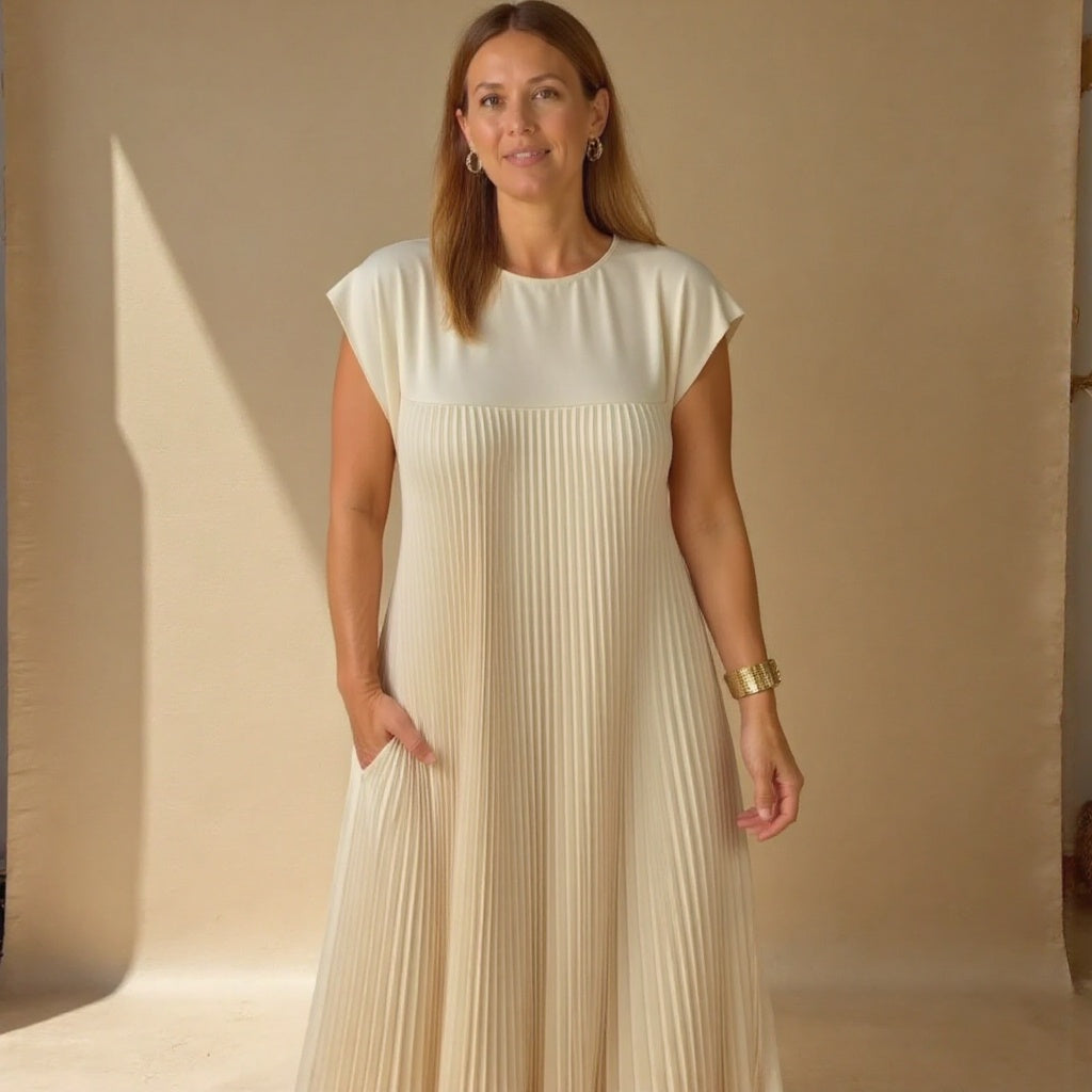 Fern | Damen Fließendes Plissee Maxikleid Cocktail