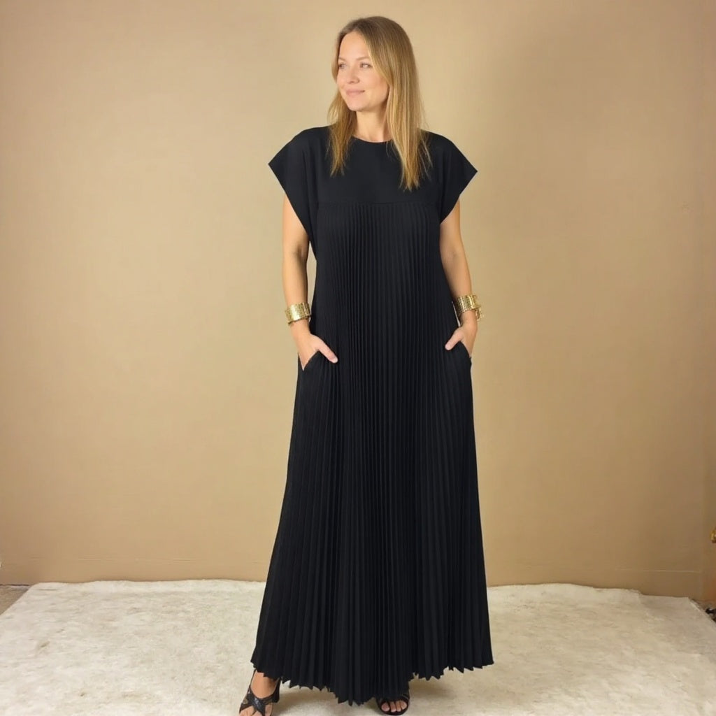 Fern | Damen Fließendes Plissee Maxikleid Cocktail