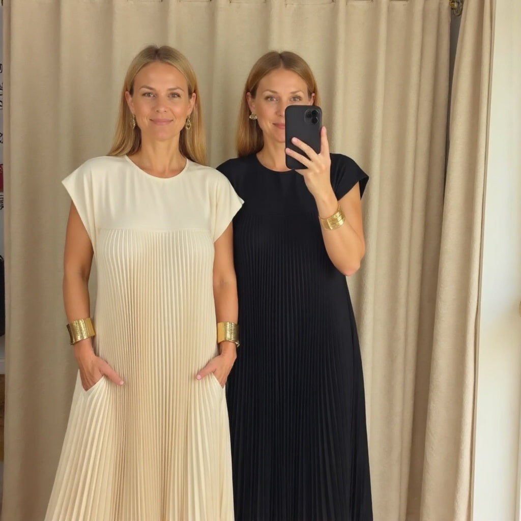 Fern | Damen Fließendes Plissee Maxikleid Cocktail