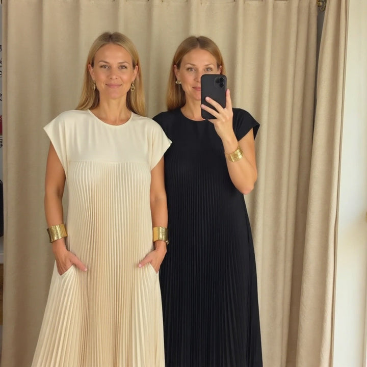 Fern | Damen Fließendes Plissee Maxikleid Cocktail