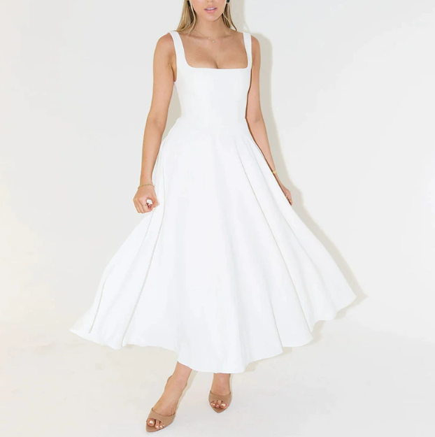 HARPER - Midi-Kleid mit quadratischem Ausschnitt und ärmellos