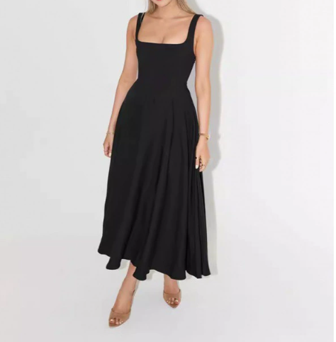 HARPER - Midi-Kleid mit quadratischem Ausschnitt und ärmellos