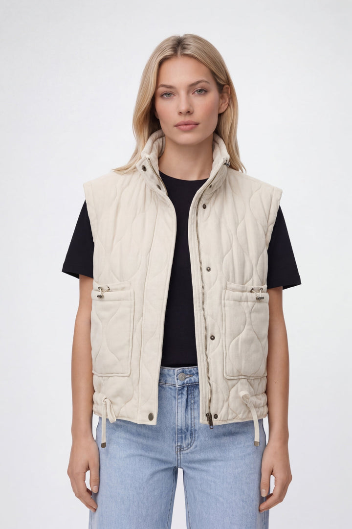 Ärmellose Steppjacke mit Stehkragen und Taschen | Lässig