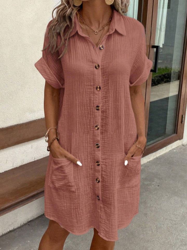Damen Kleid - Hemdkleid mit Knopfleiste und Taschen | Sommer Casual