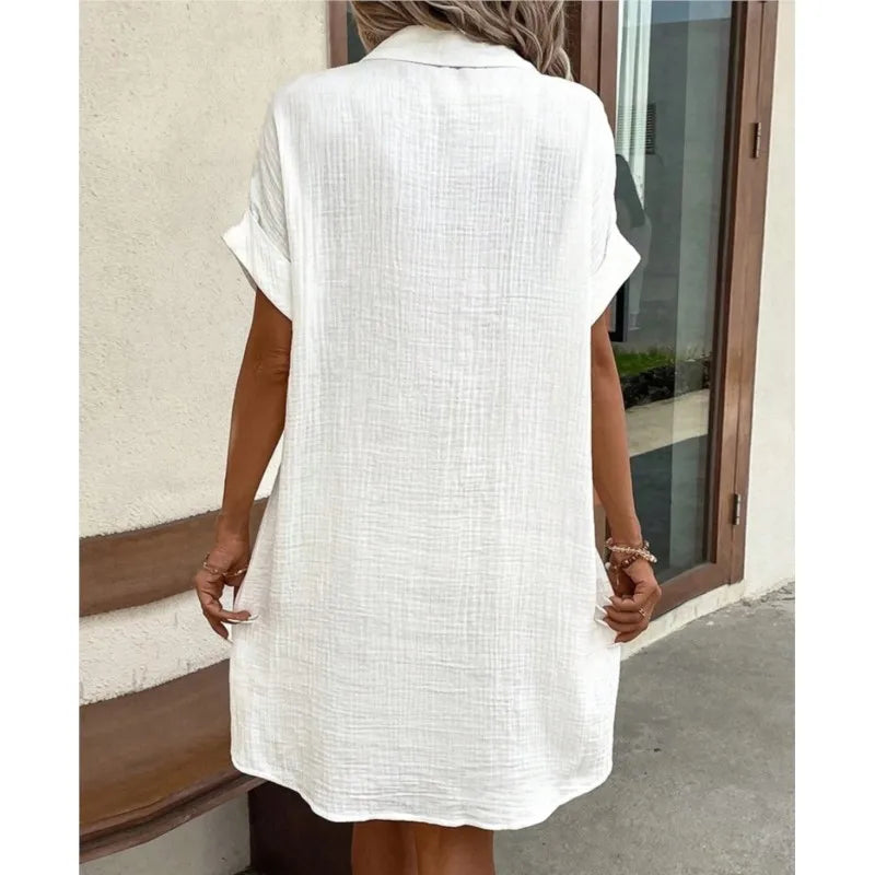 Damen Kleid - Hemdkleid mit Knopfleiste und Taschen | Sommer Casual