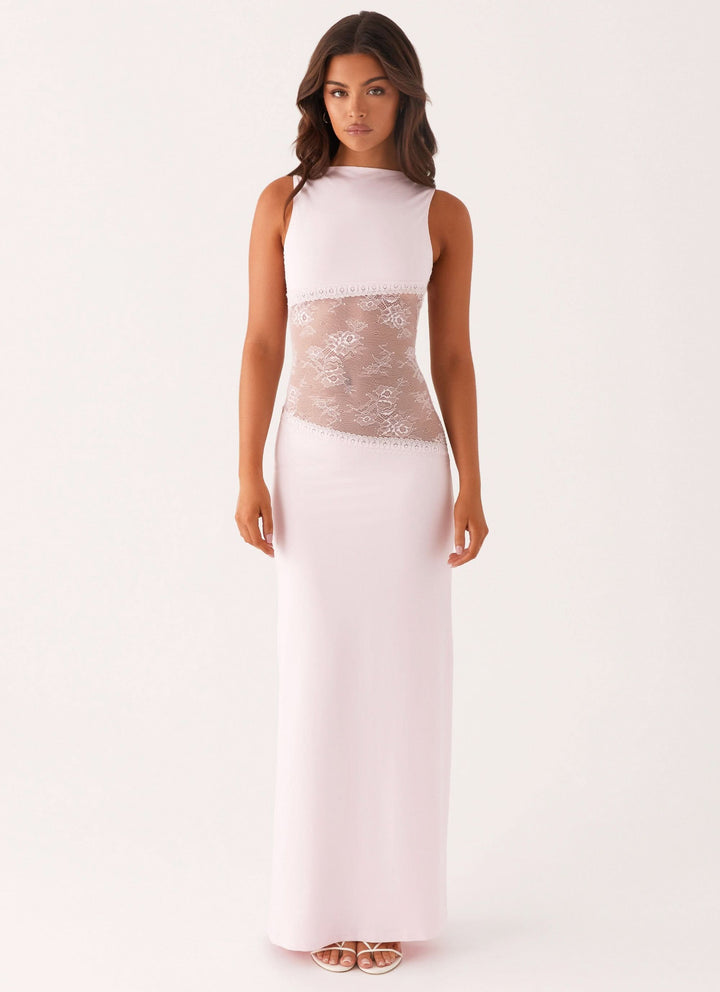 Amanda - Transparente Spitzen-Panel ärmelloses Maxikleid