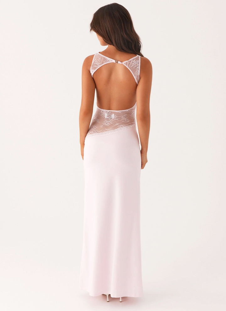 Amanda - Transparente Spitzen-Panel ärmelloses Maxikleid