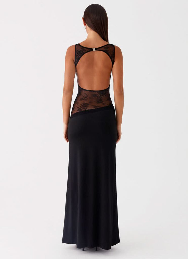 Amanda - Transparente Spitzen-Panel ärmelloses Maxikleid