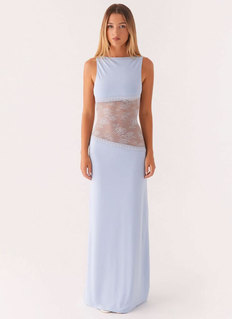 Amanda - Transparente Spitzen-Panel ärmelloses Maxikleid