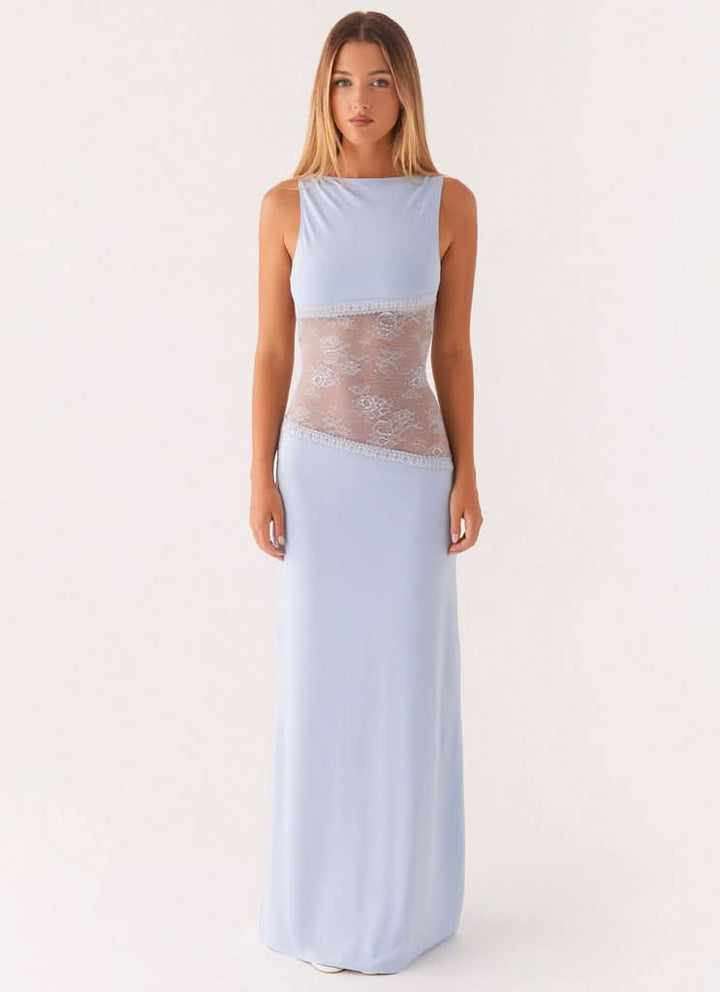 Amanda - Transparente Spitzen-Panel ärmelloses Maxikleid