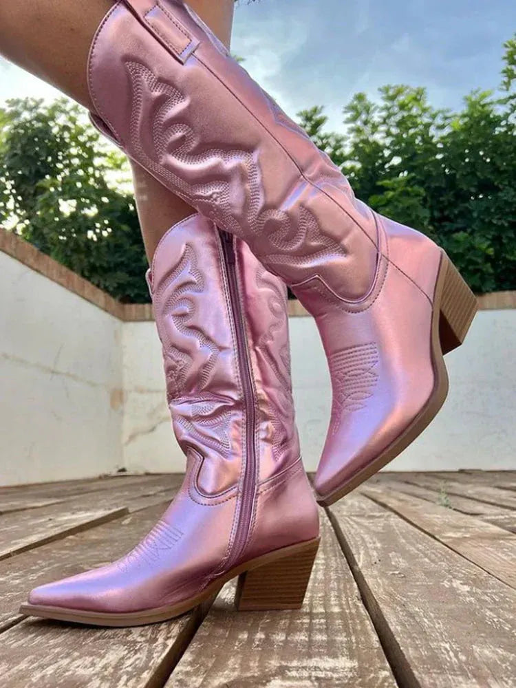 Metallic Western Damen Stiefel – Valentina