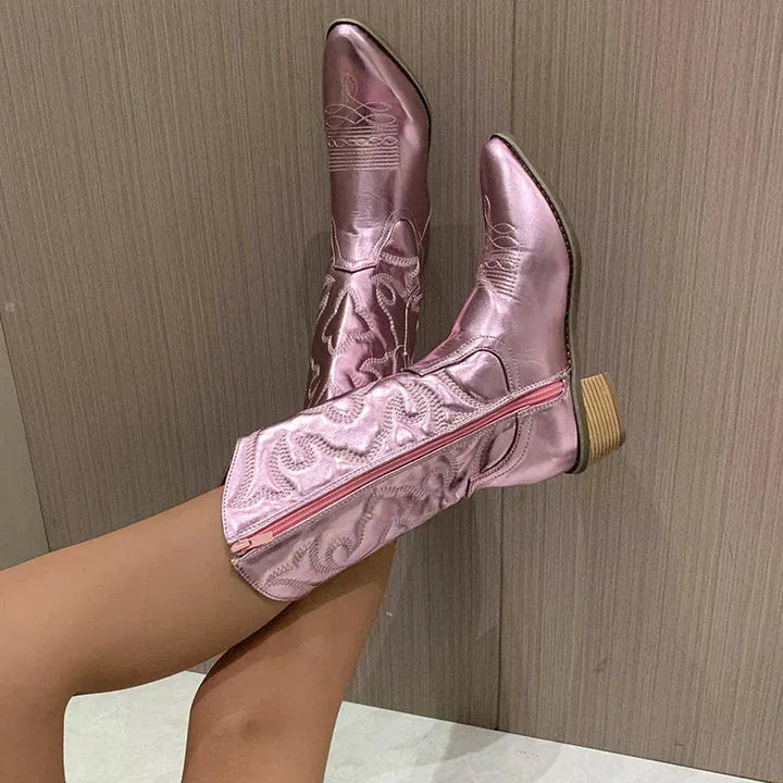 Metallic Western Damen Stiefel – Valentina