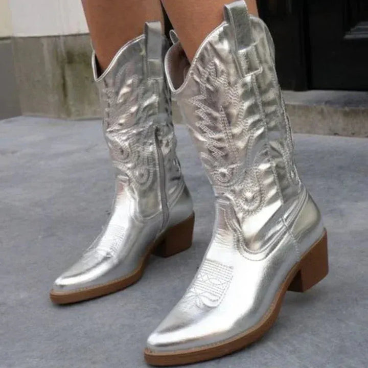 Metallic Western Damen Stiefel – Valentina