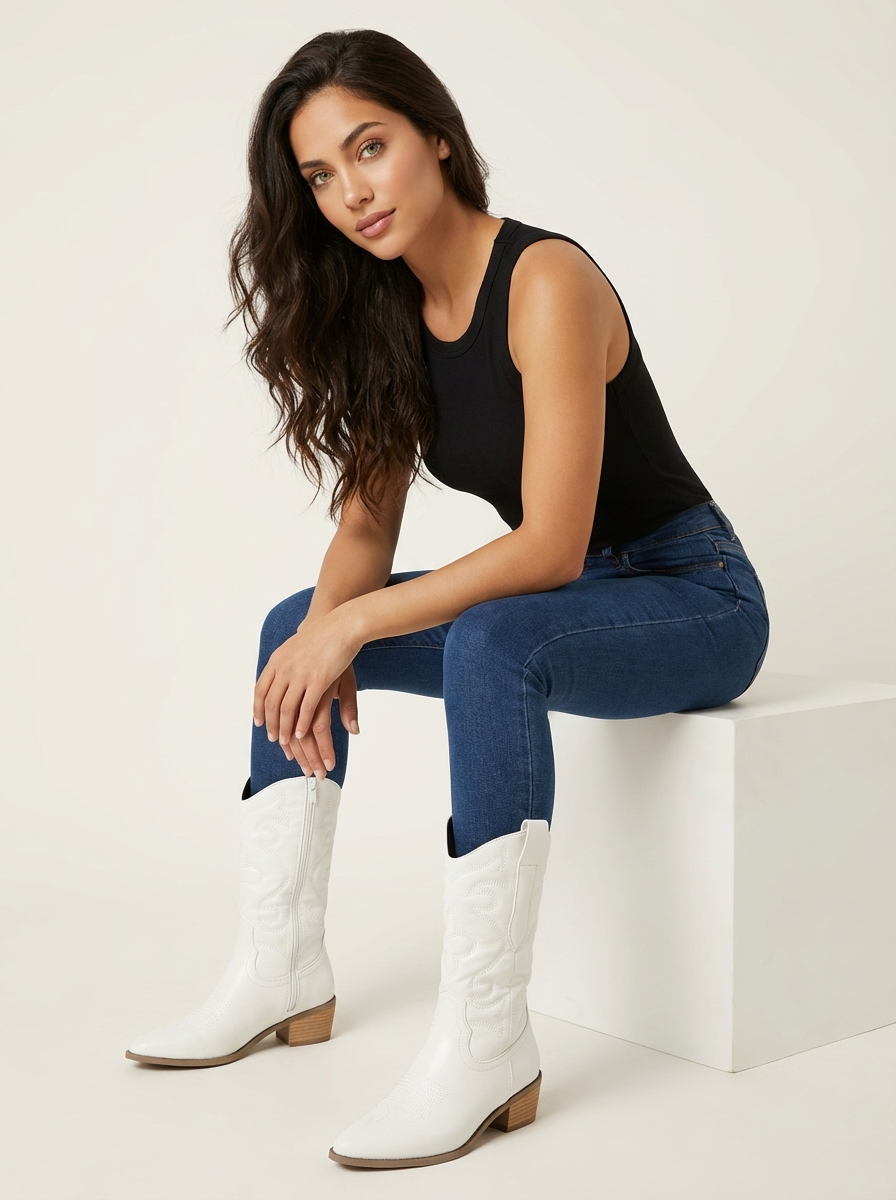 Metallic Western Damen Stiefel – Valentina