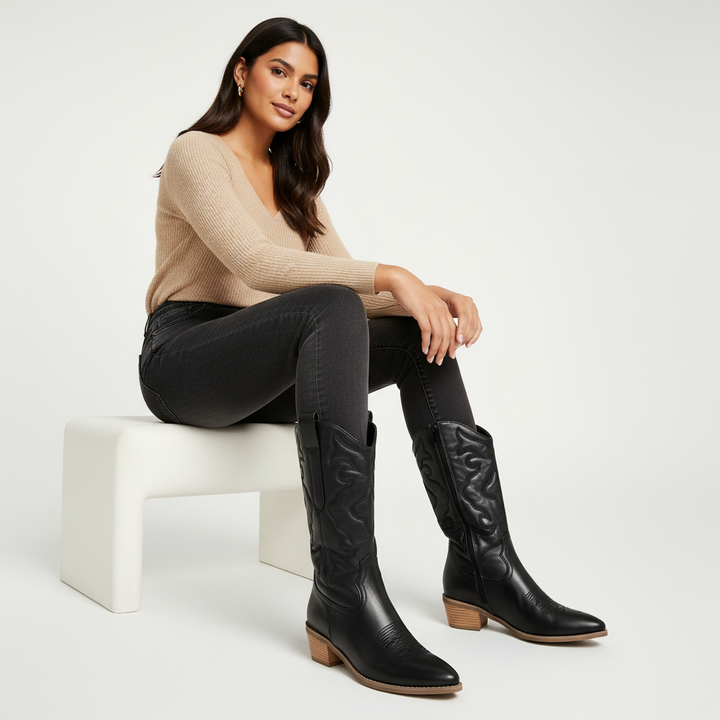 Metallic Western Damen Stiefel – Valentina