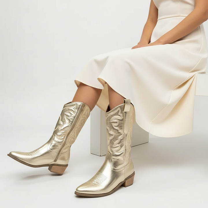 Metallic Western Damen Stiefel – Valentina