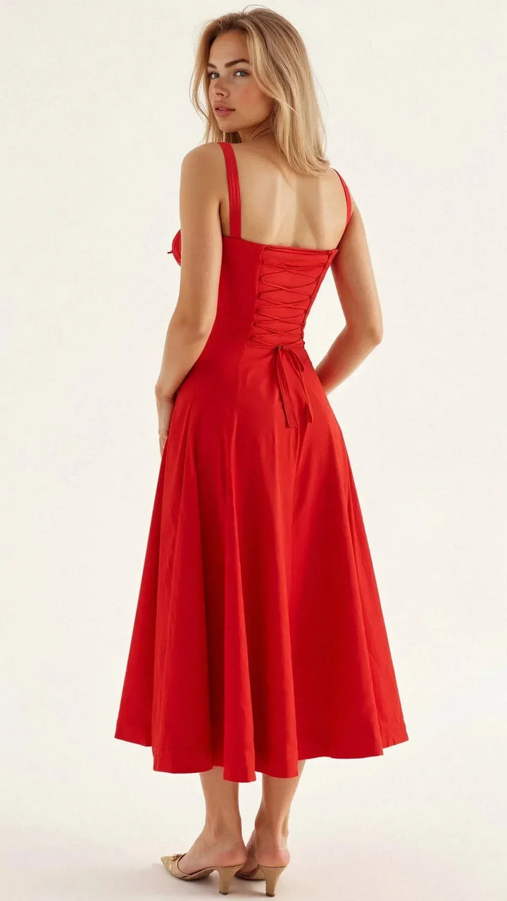 Damen zeitloses strukturiertes Midikleid