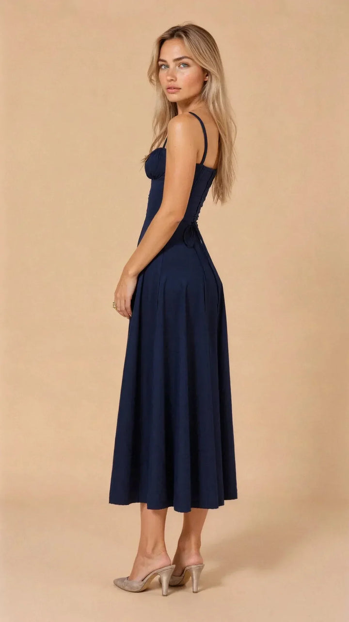 Damen zeitloses strukturiertes Midikleid