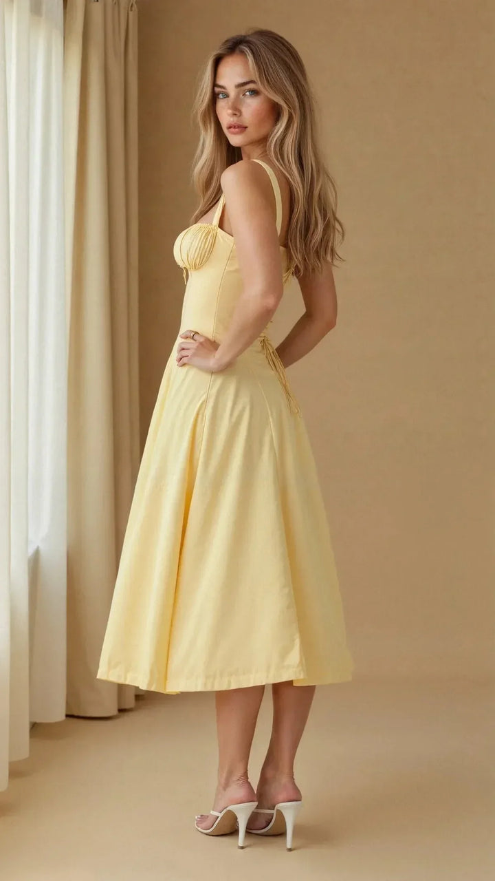 Damen zeitloses strukturiertes Midikleid