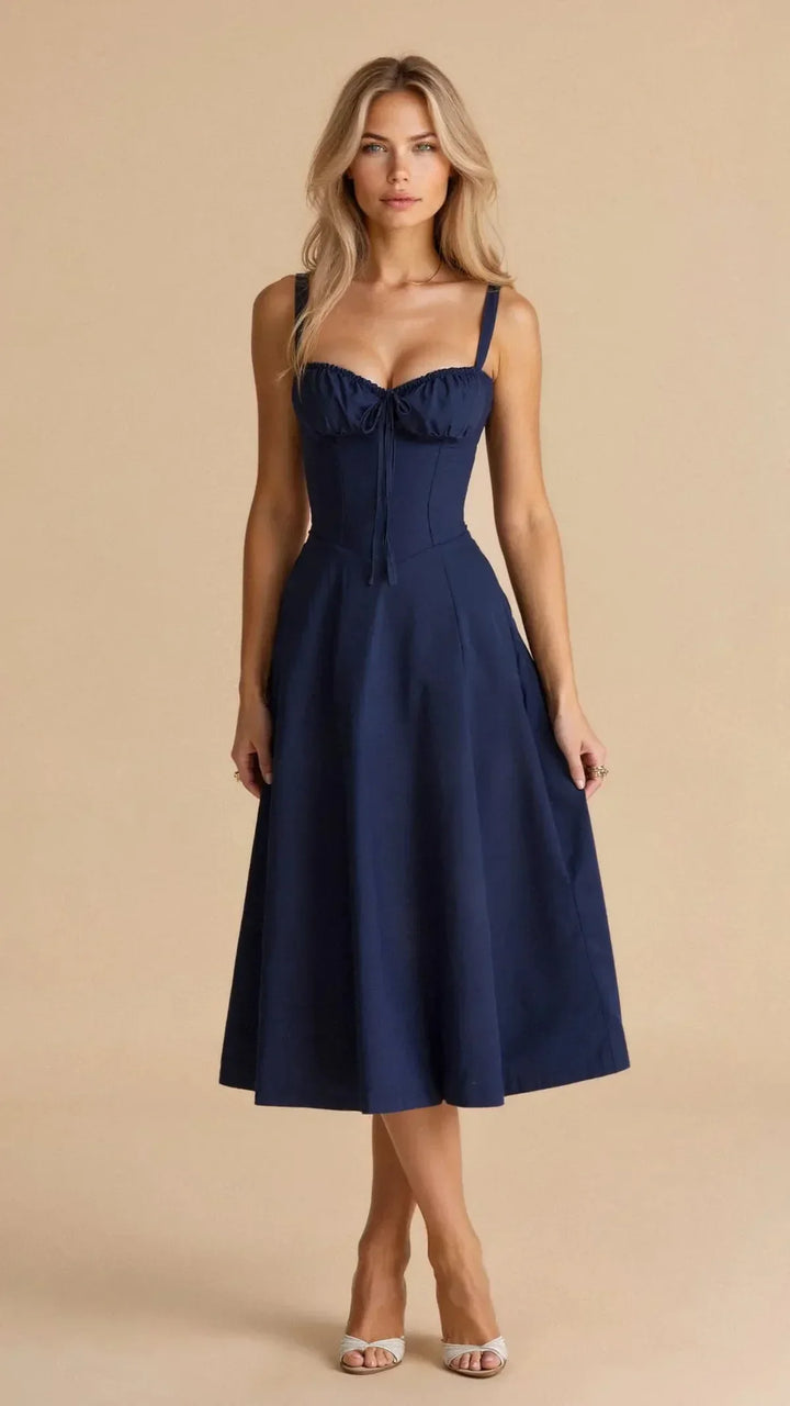 Damen zeitloses strukturiertes Midikleid