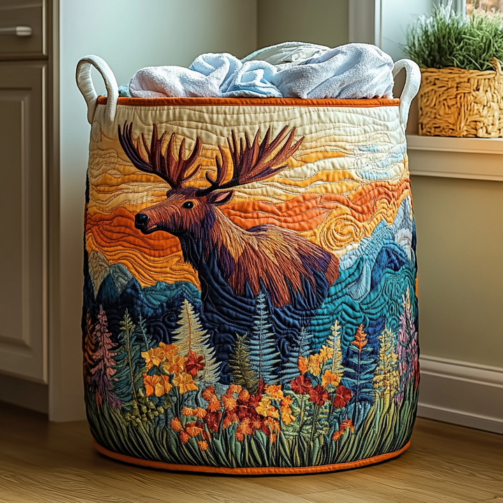 Gesteppter Wäschekorb Wald mit Motiv Waldlandschaft von Maria Zürich