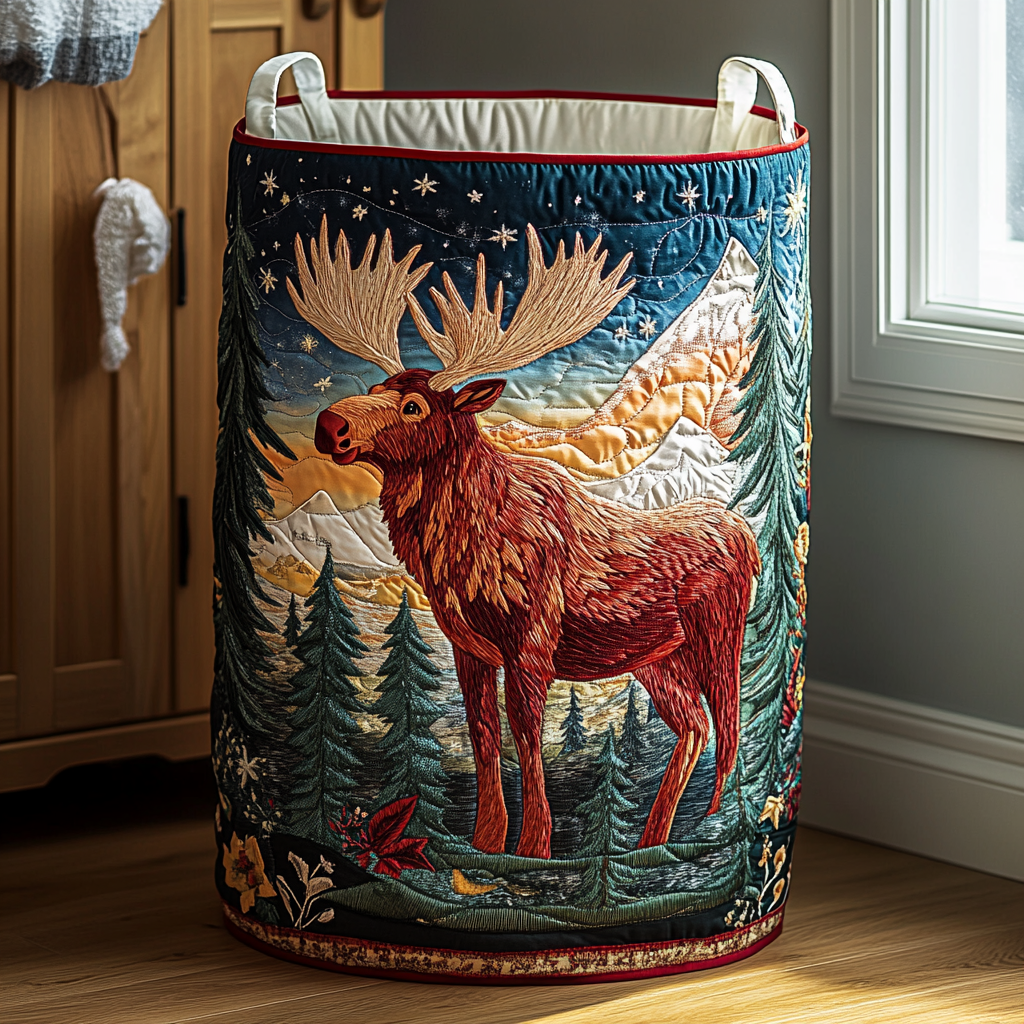 Gesteppter Wäschekorb Wald mit Motiv Waldlandschaft von Maria Zürich