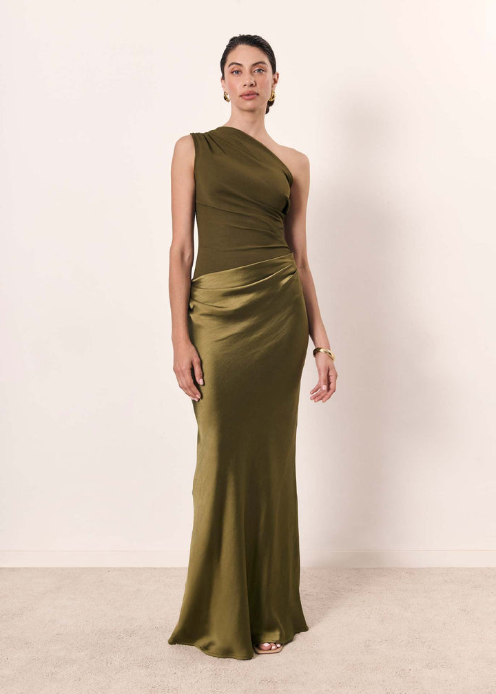 Damen Hochzeitsgastkleid Ein-Schulter Abendkleid