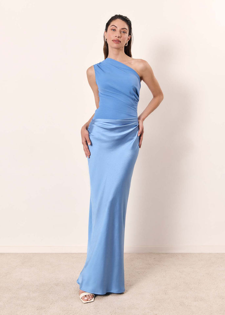 Damen Hochzeitsgastkleid Ein-Schulter Abendkleid