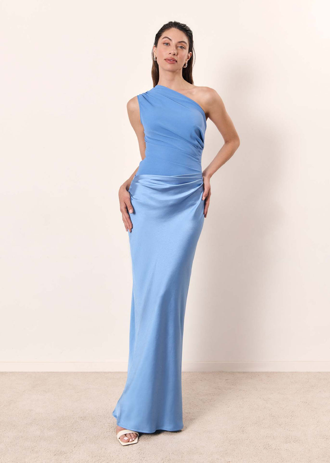 Damen Hochzeitsgastkleid Ein-Schulter Abendkleid
