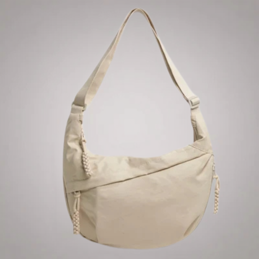 Wiktoria elegante Schultertasche aus Nylon – Vorderansicht