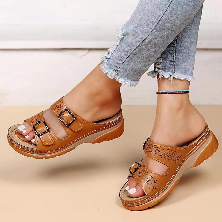 Orthopädische Sandalen - Slip-On - Ergonomisch - Sandalen mit doppelten Schnallen - Sandalen für Frauen